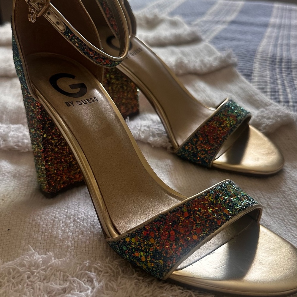 G by Guess Gold Heels Sparkling Glamour